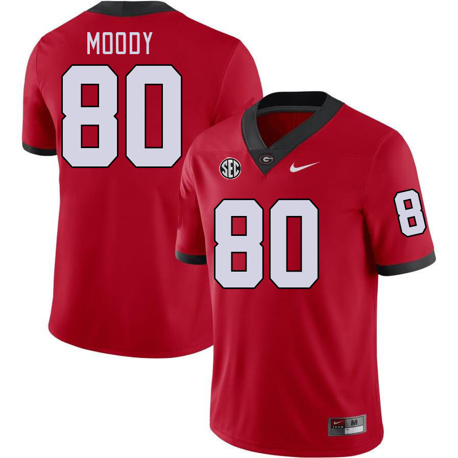 Georgia Bulldogs Men's Brandon Moody #80 Red Stitched College UGA Football Jersey 23YQ013UF